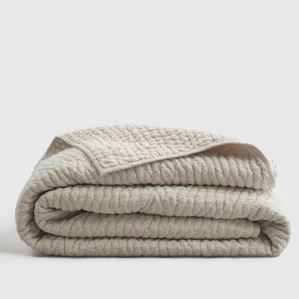 NWT! Quince European Linen/ Cotton Natural Stitch Quilt! Full/ Queen! (295)